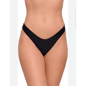 Sports Illustrated Womens Medium Black High-Cut Thong Bikini Bottoms Sexy Beach